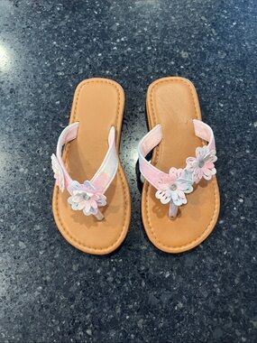 Girls' Pink Floral Toe-Post Sandals